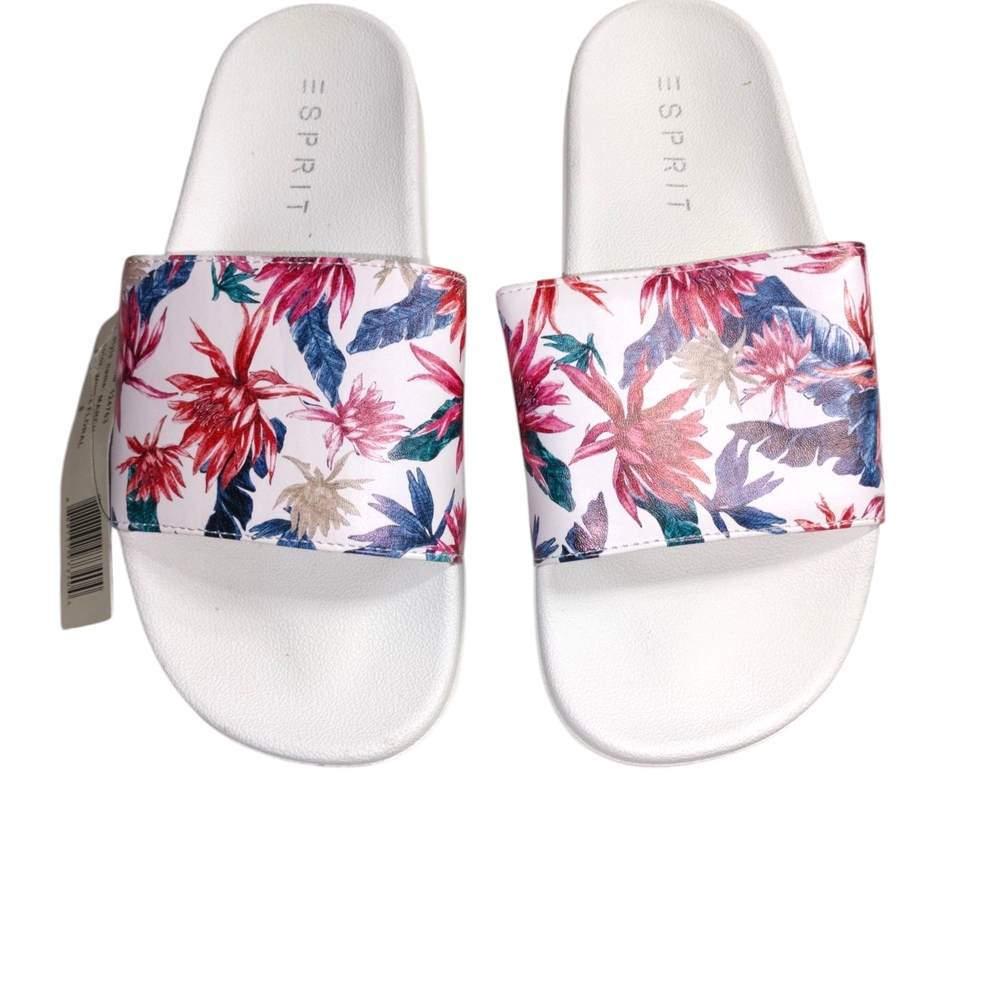 Esprit Women's Floral Slide Sandals - White and Multicolor